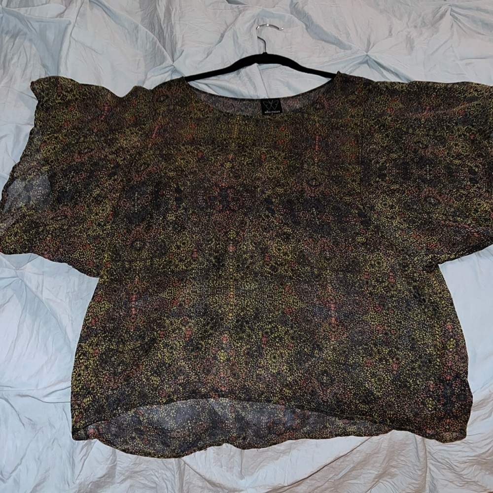 Ella Moss blouse Silk Size Medium Wide Arm Shirt Top Sheer vintage